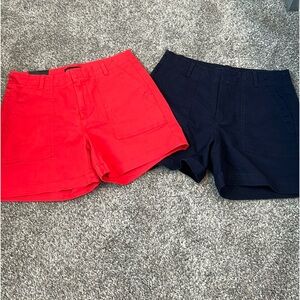 NWT Banana Republic Factory- Orange authentic Utility Shorts, Navy pair worn 1x